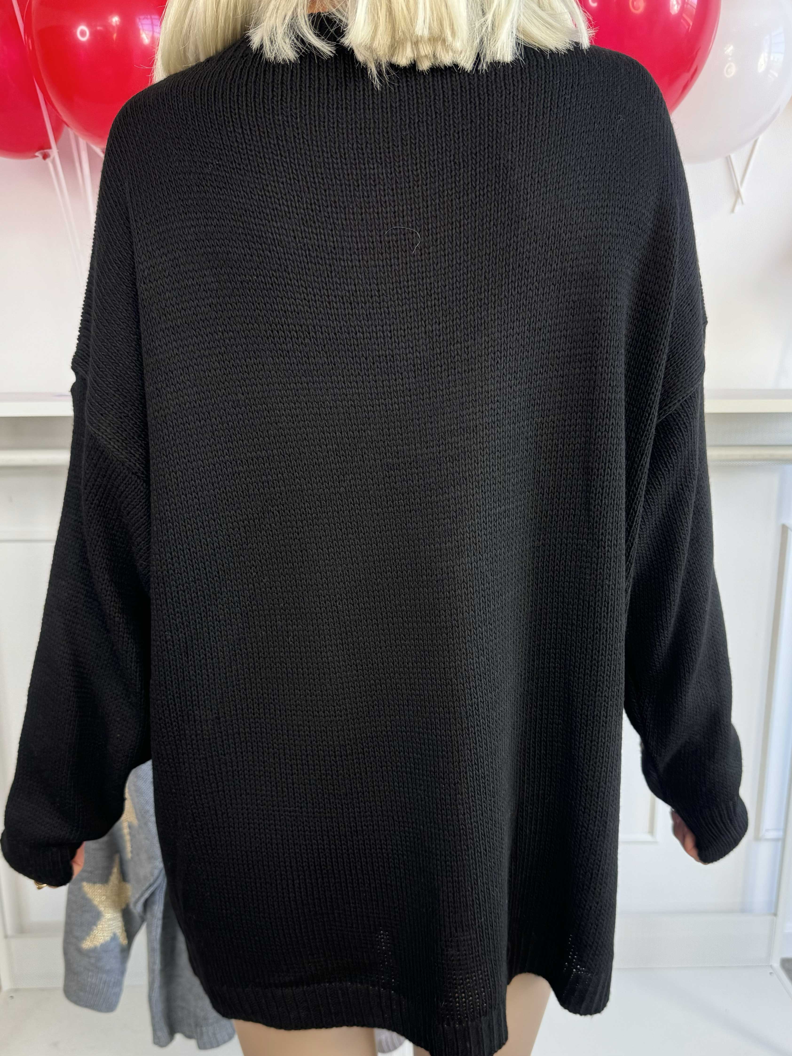 Rock - Stickad blus med stjärnor i guldtrådar